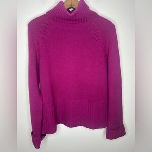 Ann Taylor Fuschia Pink 100% Cashmere Turtleneck Sweater Woman’s XL